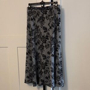 Grey Floral A-Line Skirt
